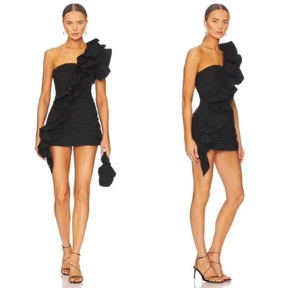 Anthropologie Celia B Kaia Dress One Shoulder Ruffle Mini Party Fall Sz XL NWT - Picture 4 of 14